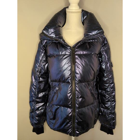 S13/NYC Jackets & Blazers - S13 NY blue metallic satin space Y2K futuristic Kylie puffer jacket